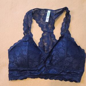 Zenana Outfitters Padded Lace Bralette Bra Small Blue